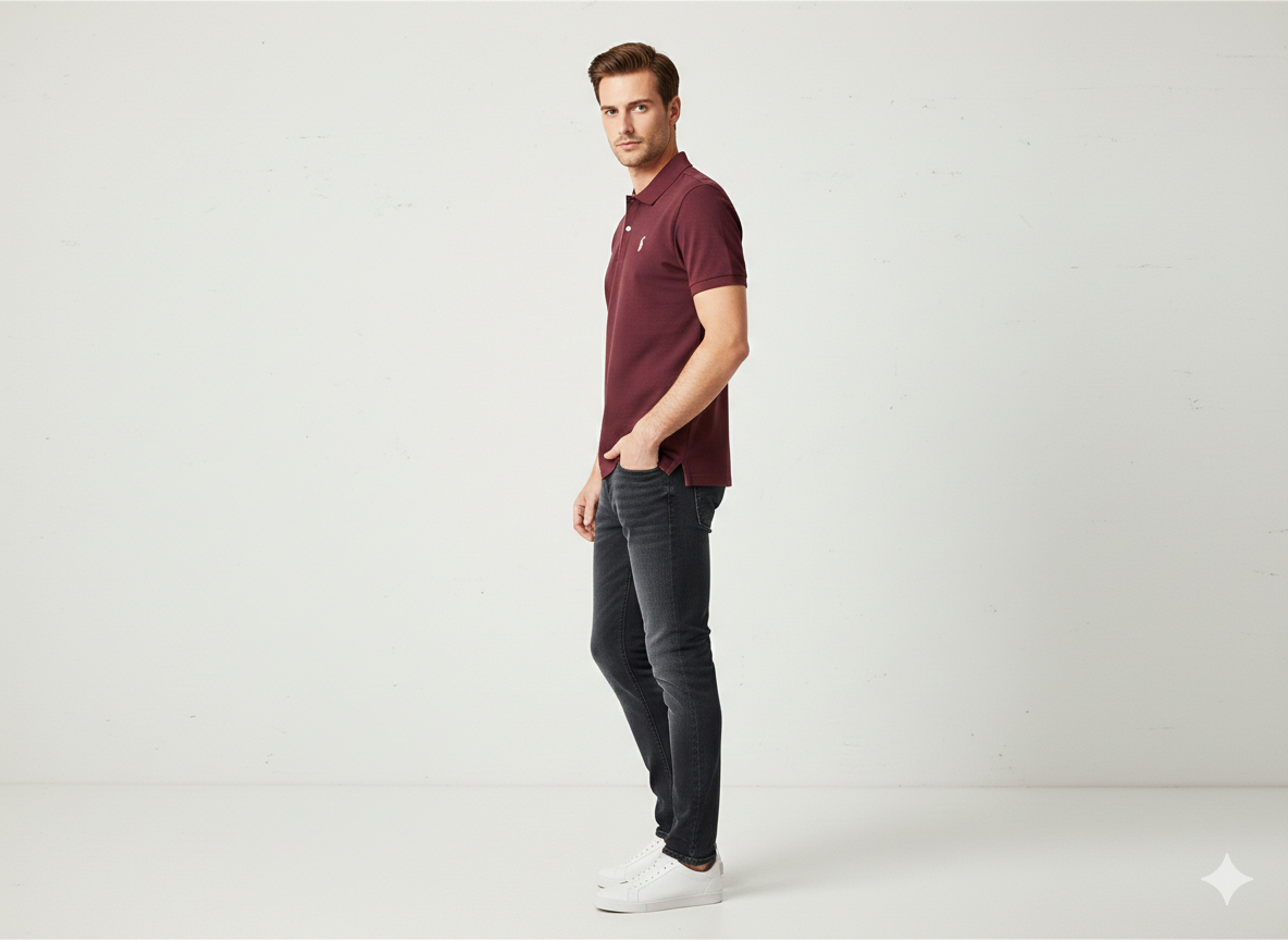 Elite Maroon Embroidered Polo