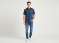 Men’s Navy & White Vertical Striped Polo