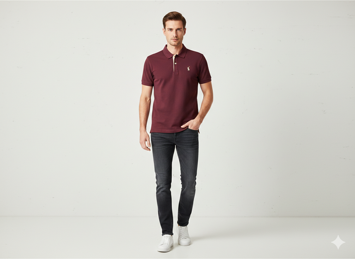 Elite Maroon Embroidered Polo