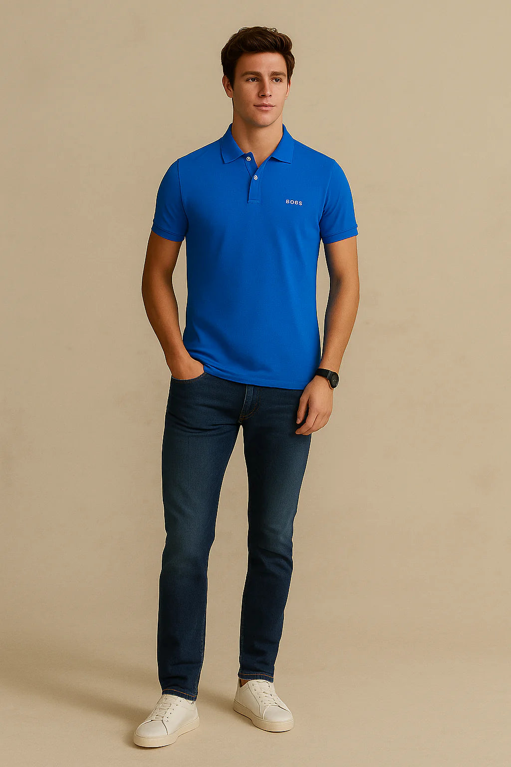Signature Blue Embroidered Performance Polo
