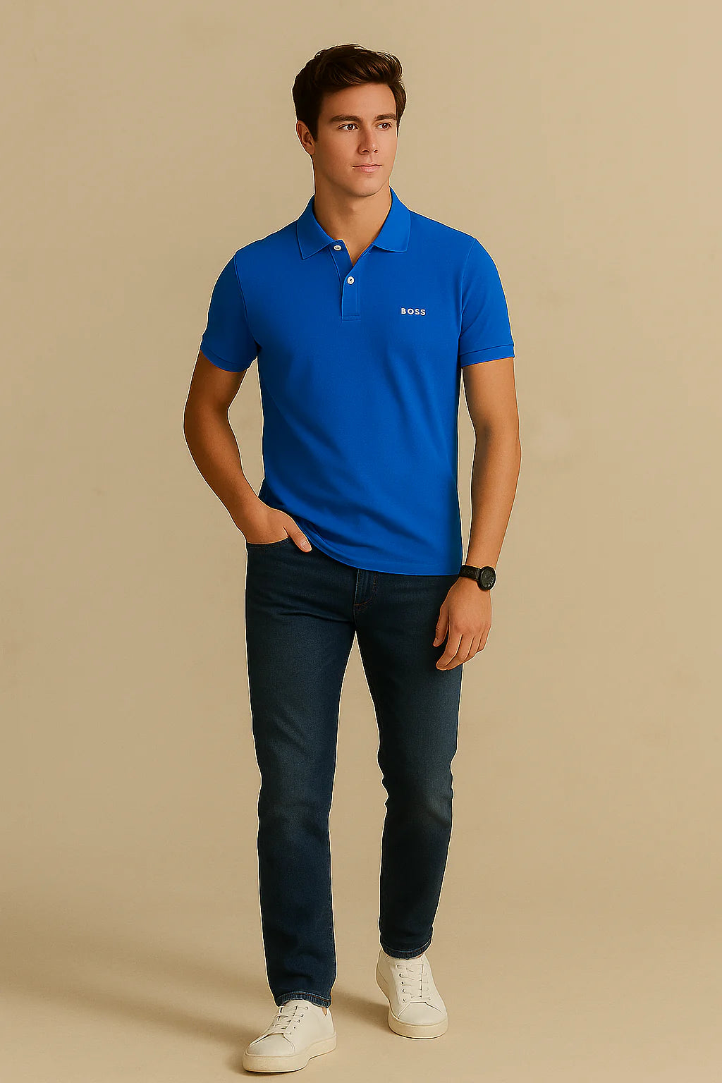 Signature Blue Embroidered Performance Polo