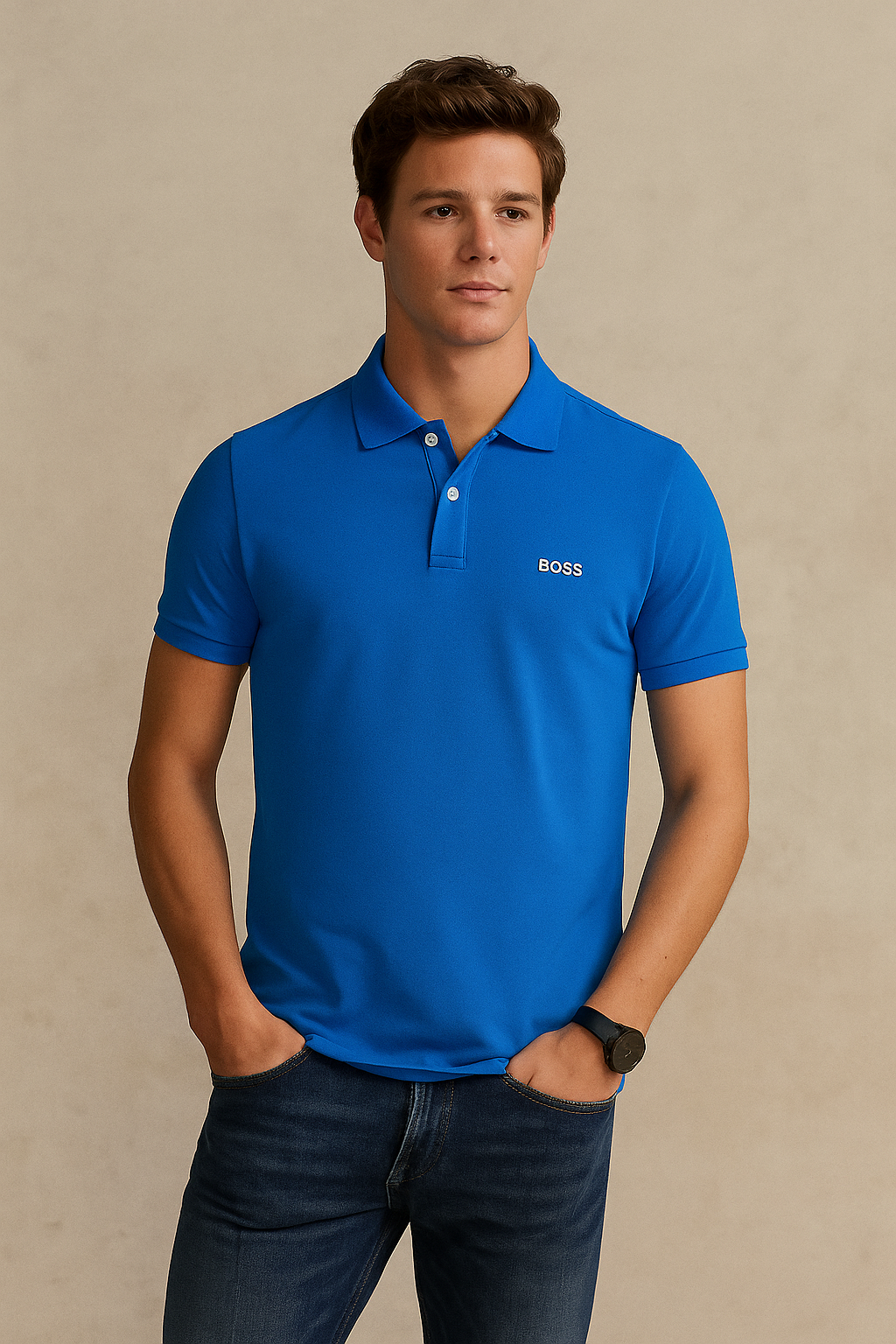 Signature Blue Embroidered Performance Polo