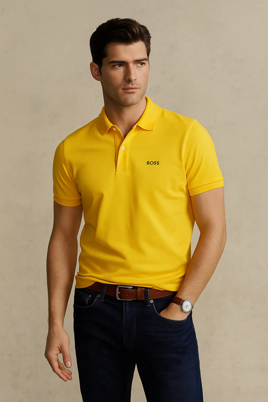 Signature yellow Embroidered Performance Polo