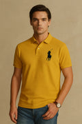 Men’s Embroidered Yellow Big Pony Performance Polo Shirt