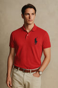 Men’s Embroidered Red Big Pony Performance Polo Shirt